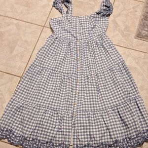 y Shabby Chic Blue Gingham Button Front Dress Size 14